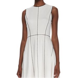 NWT Calvin Klein White Contrast Trim Dress 8 Scuba